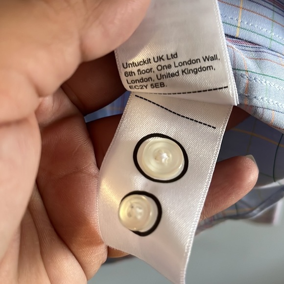 Untuckit Mens 100% Cotton Blue and Pink checked shirt sz Medium - Picture 7 of 8